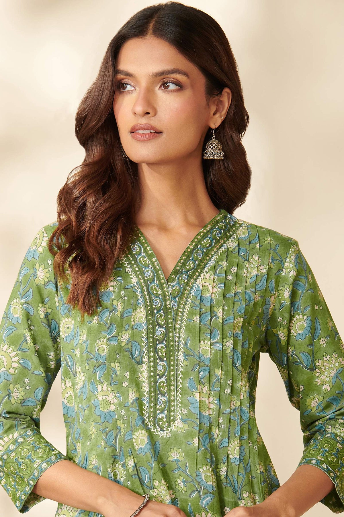 Green Floral Kurta