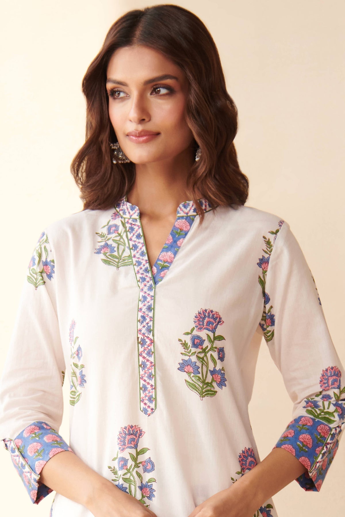 White printed Kurta