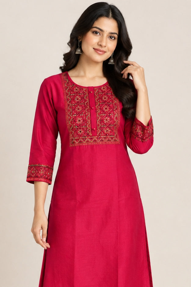 Red Long Kurta