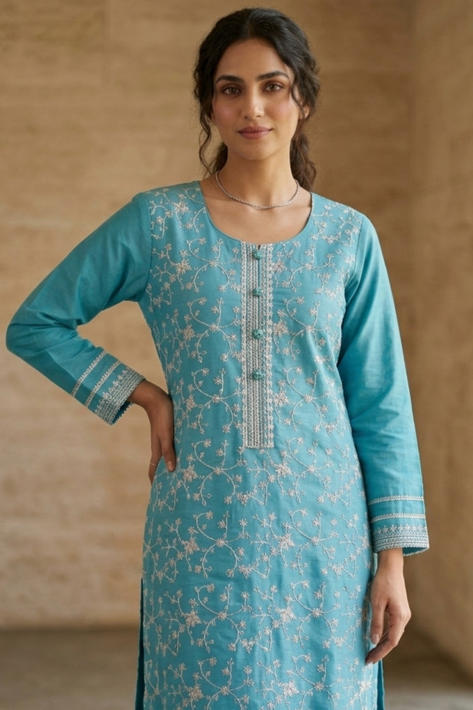Sky Blue Long Kurta