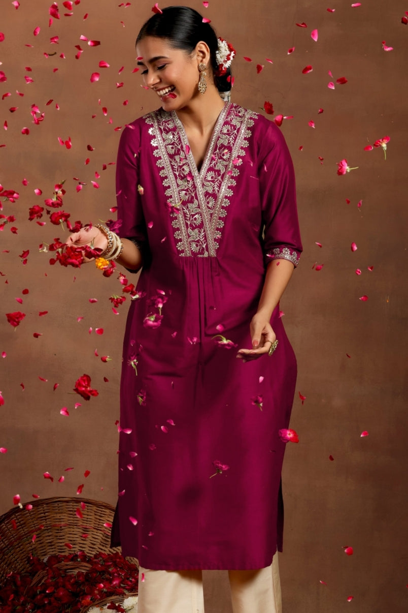 Wine Red Long Kurta
